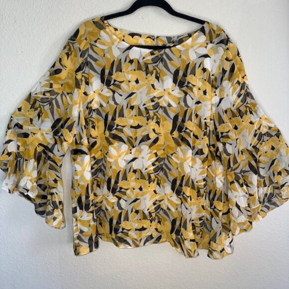 New with tags Kasper Plus‎ Size Printed Ruffled 3/4-Sleeve Top - Picture 4 of 6